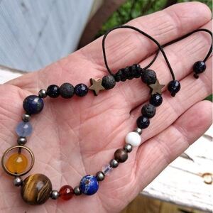 456 Solar System Planet Slide Bracelet Beads Semi Precious Stones Metal